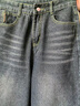 鹿珊伍美式復古高腰闊腿牛仔褲女胖mm大碼顯瘦新款小個(gè)子高街古著(zhù)直筒褲 貼標闊腿牛仔褲-水泥灰 L 【建議90-115斤】 曬單實(shí)拍圖