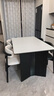 晨巢實(shí)木巖板餐桌椅家用小戶(hù)型飯桌詫寂風(fēng)長(cháng)方形西餐桌簡(jiǎn)約餐廳家具 抗菌啞光純白+黑色桌腳+2黑2白羊角椅 1.3米 一桌四椅【全托底板】 曬單實(shí)拍圖