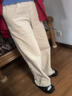 無(wú)印良品（MUJI）女式 彈力 燈芯絨 輕便直筒褲 褲子女款25年秋季女裝BE1Y5A5A 象牙色 M (160/66A) 曬單實(shí)拍圖
