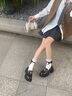 星期六厚底樂(lè )福鞋女2025秋季新款小個(gè)子JK增高鞋百搭配裙子黑色皮面單鞋 黑色 37 (235mm) 標準碼 曬單實(shí)拍圖