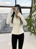 槿城保暖運動(dòng)外套女2025秋冬季新款加絨瑜伽服上衣跑步騎行健身套裝 象牙白 W067 M 【95-105斤】 曬單實(shí)拍圖