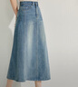 茵曼復古洗水牛仔半身裙夏季女裝百搭高腰顯瘦a字中長(cháng)牛仔裙 牛仔藍 M 曬單實(shí)拍圖