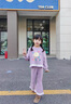 G.DUCKKIDS小黃鴨童裝女童春裝洋氣套裝兒童衛(wèi)衣可愛兩件套寶寶春秋季衣服 紫色套裝 90 (建議80-90cm 1-2周歲） 曬單實拍圖