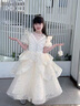 思妙星兒童生日宴禮服花童公主裙女童小主持人合唱走秀鋼琴演奏演出服夏 香檳色_01 130 曬單實(shí)拍圖