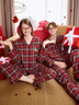 果殼（Gukoo）情侶睡衣春秋迪士尼純棉格紋翻領(lǐng)女家居服男睡衣 棗紅女 M 曬單實(shí)拍圖