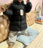 保姆鵝  兒童羽絨服寶寶中長(cháng)款護臉加厚鴨絨外套防風(fēng)保暖童裝冬裝 炭黑 130 曬單實(shí)拍圖