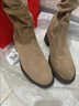 百麗踏堆堆靴女2025新款春秋美拉德西部牛仔短靴秋季單靴中筒靴馬丁靴子 卡其色【絨里】 37 曬單實(shí)拍圖