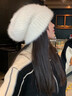 德國品質(zhì)針織帽女堆堆帽兔毛帽秋冬新款大頭圍顯臉小冷帽加厚保暖 米白【大版型顯臉小】 曬單實(shí)拍圖