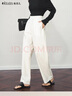 Olrain歐芮兒白色休閑風(fēng)鐮刀褲女春夏春女裝高腰垂感時(shí)尚直筒褲 白色 L 165/72A/L 曬單實(shí)拍圖