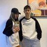 啄木鳥(niǎo)（TUCANO）品牌兩件裝情侶衣服2025新款網(wǎng)紅長(cháng)袖衛衣那女套裝上衣服 男黑白灰+女黑白灰 【春秋款】 XL 男+女L 曬單實(shí)拍圖