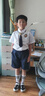 WVD美國品牌演出服小學(xué)生朗誦合唱團比賽表演服夏季幼兒園畢業(yè)照班服 白色男童領(lǐng)帶送黑色襪子 110 CM 曬單實(shí)拍圖