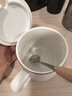 CLITON陶瓷馬克杯大容量帶勺蓋咖啡杯牛奶杯早餐杯辦公杯茶杯白色350ml 曬單實(shí)拍圖