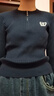 森馬（Semir）毛衣女冬季短款半開(kāi)襟刺繡修身套頭衫女生休閑簡(jiǎn)約風(fēng)顯瘦上衣 深藍80804 L 曬單實(shí)拍圖