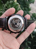 瑞士正品純游絲真機械手表男士陀飛輪夜光防水數字面高檔鏤空男表 純游絲機械50全黑真皮帶+送手鏈皮帶 曬單實(shí)拍圖