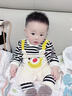 G.duck嬰兒連體衣秋裝新生兒男寶衣服超萌卡通大眼睛假兩件長(cháng)袖哈衣春秋 杏色條紋卡通假兩件連體衣 80cm (XXS) 曬單實(shí)拍圖