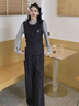 香影【都市雅紳】藏青色馬甲套裝女2026春季新款職場(chǎng)闊腿褲兩件套 藏青 S 曬單實(shí)拍圖
