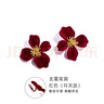 Qlady紅色花朵耳夾女無(wú)耳洞高級感氣質(zhì)耳環(huán)小眾輕奢新娘耳飾生日禮物 曬單實(shí)拍圖