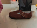 Devo的沃軟木勃肯鞋男女同款單鞋絨面復古包頭鞋情侶文藝休閑鞋 66008 酒紅反絨牛皮 36 曬單實(shí)拍圖