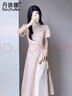 丹珠娜（DanZhuNa）新中式連衣裙女裝2025夏季新款氣質(zhì)改良國風(fēng)少女旗袍改良裙子夏天 杏綠色（無(wú)飾品） M 曬單實(shí)拍圖