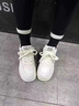 狄德拉真皮高幫小白鞋女2025春秋新款厚底百搭休閑運動(dòng)板鞋保暖加絨棉鞋 米白色【單里】 39 (245mm) 曬單實(shí)拍圖