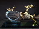 馨河（XINHE）創(chuàng  )意車(chē)載汽車(chē)擺件水晶內雕蘋(píng)果香水座車(chē)內中控臺高檔裝飾品 鑲鉆金鹿+一生平安 曬單實(shí)拍圖