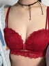 拉夏貝爾（La Chapelle）無(wú)鋼圈小胸聚攏性感蕾絲內衣女士本命年紅色乳膠文胸罩套裝生日禮 紅色（文胸+內褲） M （34/75 AB通杯） 曬單實(shí)拍圖