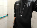 凌卡戚秋冬潮ins圓領(lǐng)衛衣歐美街頭暗黑系十字架項鏈薄上衣男女 白色 薄款 S 70-85斤 曬單實(shí)拍圖