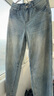 美洋（MEIYANG）【60系列】淺海牛仔褲丹寧砂洗復古帥氣寬松直筒褲時(shí)尚氣質(zhì)長(cháng)褲女 藍色（常規版） L 曬單實(shí)拍圖