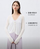 自巧小個(gè)子白色v領(lǐng)輕薄款針織開(kāi)衫女2025春裝新款小坎肩外穿上衣 雅白色 均碼 曬單實(shí)拍圖