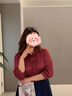 MsShe【重工釘珠緞面襯衫】大碼女裝2025秋裝胖mm通勤高級感上衣 波斯紅色現貨 2XL 曬單實(shí)拍圖