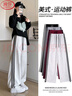 浪莎條紋運動(dòng)褲女春秋季高腰寬松百搭可兩穿束腳闊腿休閑衛褲 曬單實(shí)拍圖