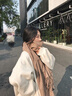 颯望圍巾女秋冬季2025新款韓版純色圍巾披肩兩用加厚防寒保暖羊絨圍巾 駝色  溫暖靜謐 曬單實(shí)拍圖