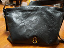 半坡飾族（bampo）中號綿綿包hobo托特包頭層牛皮大容量單肩斜挎包軟包禮物女友 墨碳黑（中號升級拉鏈款） 曬單實(shí)拍圖