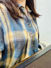 唐獅（TonLion）2025秋季新款女長袖格紋襯衫拼色時尚百搭格子外套潮流上衣 曬單實拍圖
