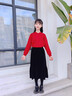 MOON KIDS女童絲絨半身裙秋冬新款兒童中長(cháng)款過(guò)年裙子女大童冬季加厚蛋糕裙 4551黑色 120 120cm 曬單實(shí)拍圖