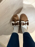 斯凱奇（Skechers）女鞋溫柔小香風(fēng)奶貝鞋加絨保暖樂(lè )福鞋單鞋蝴蝶結豆豆鞋169013 栗色/CSNT 36 曬單實(shí)拍圖