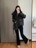 高梵黑金鵝絨服抱抱5.0羽絨服女士四格2025冬季短款潮流時(shí)尚加厚外套 黑色 S 90-110斤 飛天鵝絨193g 曬單實(shí)拍圖