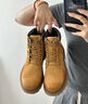 駱駝（CAMEL）【王俊凱同款】馬丁靴加絨鞋秋冬2025新款大黃靴戶(hù)外工裝登山靴 G13W379132 金黃色 43 曬單實(shí)拍圖