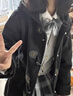 妙奕嘉jk學(xué)院風(fēng)牛角扣毛呢外套女JK黑色毛呢大衣外套女士秋冬呢子絨大衣 小熊牛角扣連帽大衣【黑色加絨】M（建議95-110斤） 曬單實(shí)拍圖