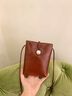 妙麗MILLIE真皮包包女包2025新款法式復古斜挎小包百搭輕便手機包 棕色 曬單實(shí)拍圖