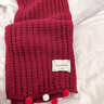 暢印紅色百搭針織毛球圍巾新款可愛(ài)情侶冬季圣誕節純色學(xué)生保暖圍脖 紅色 曬單實(shí)拍圖