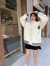 京多夢(mèng)開(kāi)衫毛衣外套女2025新款高級感V領(lǐng)小熊刺繡日系寬松針織衫上衣 米白色 均碼 （80-145斤） 曬單實(shí)拍圖