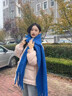 DUTRIEUX藍色圍巾女士冬季純色百搭送女友厚實(shí)保暖毛絨絨圍巾圍脖氛圍感 冰川藍色 200*40cm 曬單實(shí)拍圖