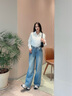 美麗衣櫥（BEAUTIFUL WARDROBE）水洗復古寬松垂感闊腿褲女2025秋季百搭高腰顯瘦直筒牛仔褲女 曬單實(shí)拍圖