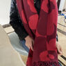 恒源祥圍巾女秋冬季高檔禮品圍巾披肩兩用時(shí)尚雙面保暖流蘇長(cháng)款圍脖潮 (向日葵)酒紅 曬單實(shí)拍圖