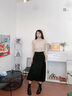 紅蜻蜓半裙半身裙女秋冬季裙子2025年新款A字裙中長款高腰顯瘦傘裙長裙 黑色 M (96-105斤) 曬單實拍圖