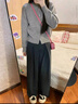雅黛絲薇休閑褲女減齡套裝2026春秋新款女裝韓系高級感衣服穿搭兩件套褲子 灰色毛衣+牛仔褲 M （建議95-105斤） 曬單實(shí)拍圖