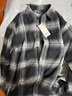 優(yōu)衣庫(kù)男女裝法蘭絨格子襯衫/長(zhǎng)袖襯衣休閑百搭470188 09 黑色 S 曬單實(shí)拍圖