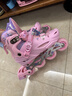 迪士尼（Disney）輪滑鞋兒童溜冰鞋女童初學(xué)者套裝滑輪鞋滑冰旱冰鞋 粉冰雪 L 曬單實(shí)拍圖
