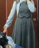 尚都比拉假兩件長(cháng)袖連衣裙女秋季撞色拼接飄帶翻領(lǐng)A字裙壓褶收腰中長(cháng)裙子 曬單實(shí)拍圖